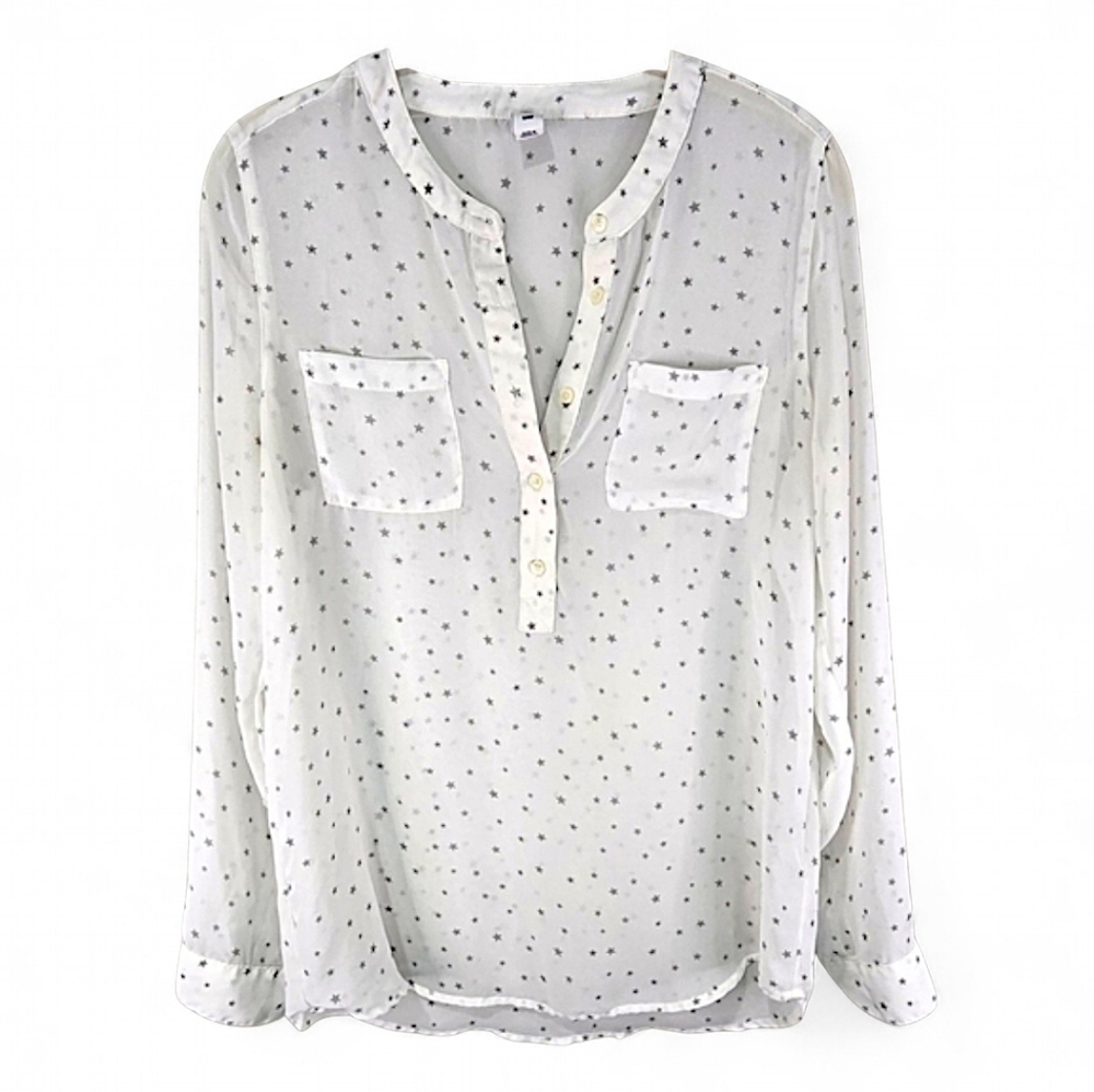 Old Navy Long Sleeve Sheer Blouse With Stars Size Small